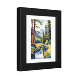 Framed Poster — Watercolor Mountain Stream Landscape Art Print