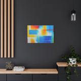 Abstract Color Field Matte Canvas Print — Vibrant Blue, Yellow & Red Stretched Wall Art