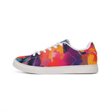 Low-Top Sneakers — Vibrant Abstract Paint Splash Leather Shoes