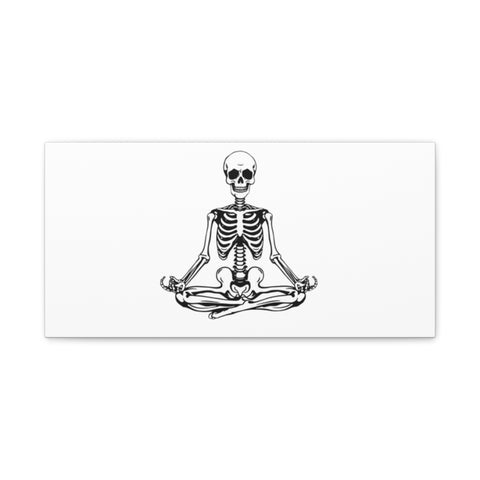 Yoga Skeleton Canvas Print — Meditating Skeleton Wall Art, Minimalist Gothic Home Decor