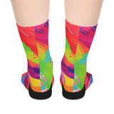 Abstract Neon Brushstroke Mid-Length Socks — Colorful Artistic Crew Socks