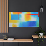 Abstract Color Field Matte Canvas Print — Vibrant Blue, Yellow & Red Stretched Wall Art