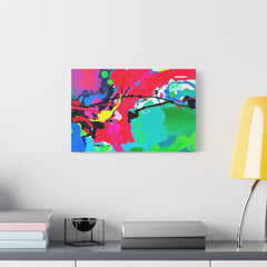 Abstract Neon Splash Matte Canvas Print — Vibrant Colorful Stretched Wall Art