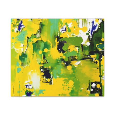 Abstract Green & Yellow Matte Canvas Print – Vibrant Modern Wall Art