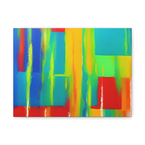Abstract Rainbow Blocks Matte Canvas Print