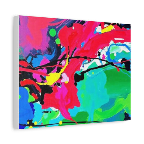 Abstract Neon Splash Matte Canvas Print — Vibrant Colorful Stretched Wall Art