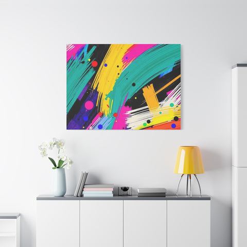 Abstract Neon Brushstroke Canvas Print — Colorful Modern Wall Art