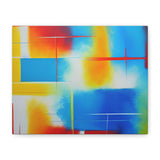 Abstract Color Field Matte Canvas Print — Vibrant Blue, Yellow & Red Stretched Wall Art