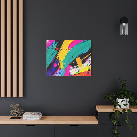Abstract Neon Brushstroke Canvas Print — Colorful Modern Wall Art