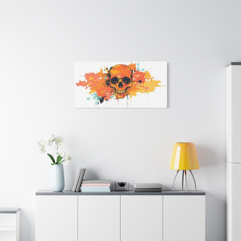 Skull Art Canvas Print – Vibrant Paint-Splash Skull Wall Decor