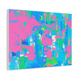 Neon Splash Abstract Canvas Print – Bright Pink & Aqua Modern Wall Art