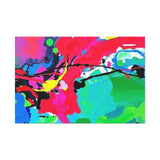 Abstract Neon Splash Matte Canvas Print — Vibrant Colorful Stretched Wall Art