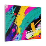 Abstract Neon Brushstroke Canvas Print — Colorful Modern Wall Art