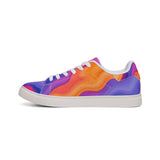 Men's Low-Top Sneakers — Vibrant Sunset Swirl Leather Casual Shoes