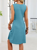 Sleeveless Twist Knot Front Casual Dress