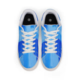 Blue Gradient Leather Sneakers — Men's Low-Top Casual Trainers