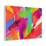 Abstract Rainbow Brushstrokes Matte Canvas Wall Art — Vibrant Stretched 1.25"