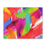 Abstract Rainbow Brushstrokes Matte Canvas Wall Art — Vibrant Stretched 1.25"