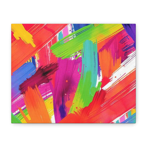 Abstract Rainbow Brushstrokes Matte Canvas Wall Art — Vibrant Stretched 1.25"