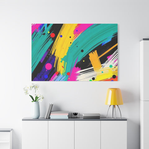 Abstract Neon Brushstroke Canvas Print — Colorful Modern Wall Art