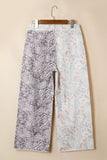 Floral and Leopard Print Wide-Leg Jeans