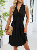 Sleeveless Twist Knot Front Casual Dress