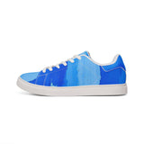 Blue Gradient Leather Sneakers — Men's Low-Top Casual Trainers