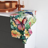 Butterfly Garden Hand Towel — Floral Spring Decorative Kitchen or Bath Towel