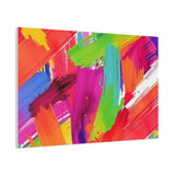 Abstract Rainbow Brushstrokes Matte Canvas Wall Art — Vibrant Stretched 1.25"