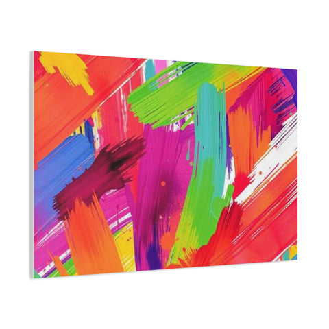 Abstract Rainbow Brushstrokes Matte Canvas Wall Art — Vibrant Stretched 1.25"