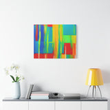Abstract Rainbow Blocks Matte Canvas Print