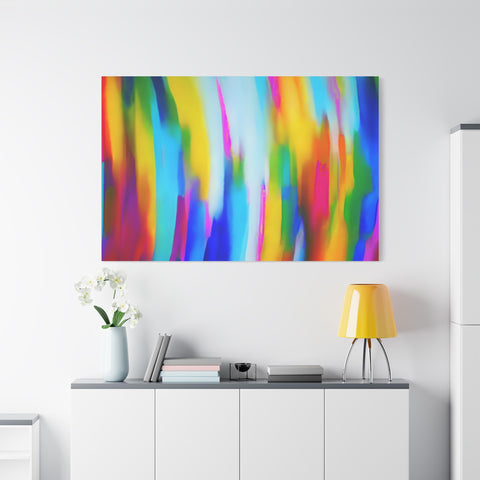 Abstract Rainbow Waves Matte Canvas Print — Vibrant Colorful Wall Art
