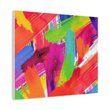 Abstract Rainbow Brushstrokes Matte Canvas Wall Art — Vibrant Stretched 1.25"