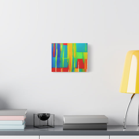 Abstract Rainbow Blocks Matte Canvas Print