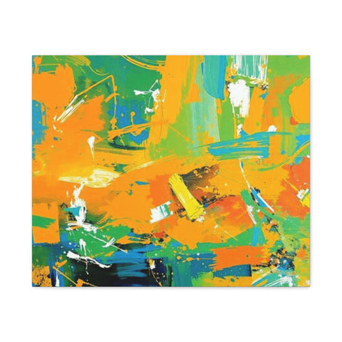 Abstract Orange & Green Canvas Art — Vibrant Modern Wall Decor