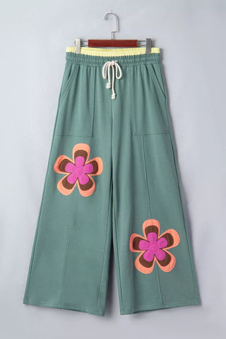 Floral Patchwork Wide Leg Pants