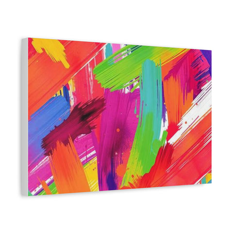 Abstract Rainbow Brushstrokes Matte Canvas Wall Art — Vibrant Stretched 1.25"