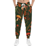 Autumn Mushroom Joggers — Forest Foliage Allover Print Athletic Pants