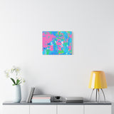 Neon Splash Abstract Canvas Print – Bright Pink & Aqua Modern Wall Art