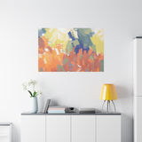 Abstract Colorful Brushstroke Matte Canvas Wall Art – Vibrant Orange & Green Stretched Print