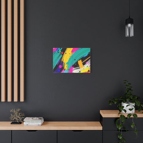 Abstract Neon Brushstroke Canvas Print — Colorful Modern Wall Art