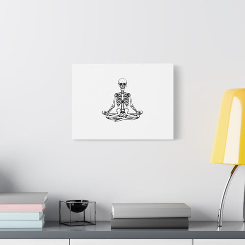 Yoga Skeleton Canvas Print — Meditating Skeleton Wall Art, Minimalist Gothic Home Decor