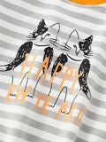 Children's Striped Cat Crew Neck Sweatshirt