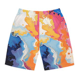 Abstract Color Splash Board Shorts — Vibrant Marble AOP Men's Swim Trunks