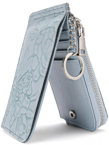 Embossed Floral Leather Bifold Wallet
