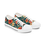 Low Top Sneakers — Tropical Floral Print Women’s Canvas Shoes