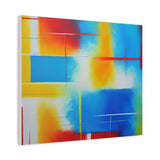 Abstract Color Field Matte Canvas Print — Vibrant Blue, Yellow & Red Stretched Wall Art