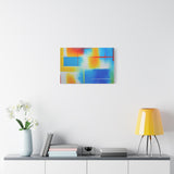 Abstract Color Field Matte Canvas Print — Vibrant Blue, Yellow & Red Stretched Wall Art