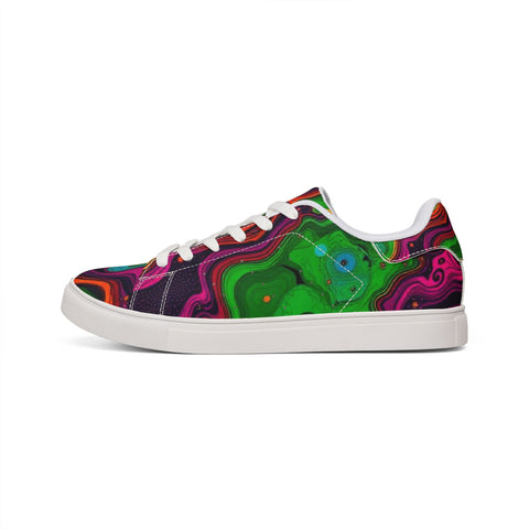 Low-Top Sneakers — Psychedelic Swirl Leather Design