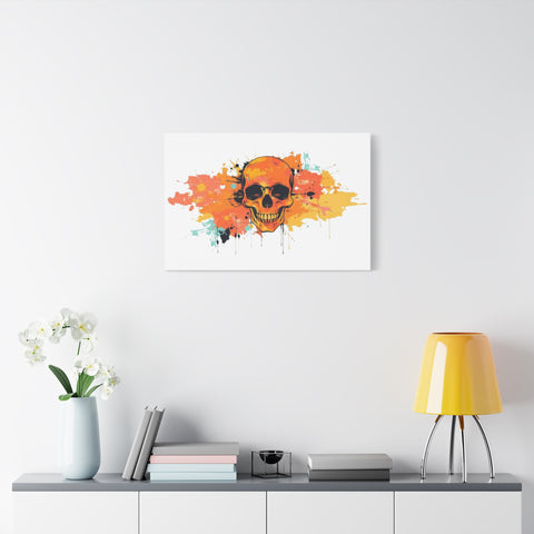 Skull Art Canvas Print – Vibrant Paint-Splash Skull Wall Decor
